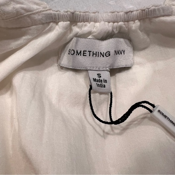 NWT SOMETHING NAVY Revolve Embroidered 3/4 Sleeve Open Back Mini Dress Sz-S - Picture 9 of 10